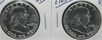 (2) 1963 UNC Franklin Silver Half Dollars.