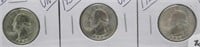 (3) 1950-D UNC Washington Silver Quarters.
