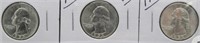 (3) UNC 1953 UNC Washington Silver Quarters.
