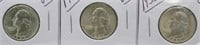 (3) UNC Washington Silver Quarters. Dates: 1953,