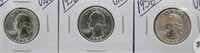 (3) 1958 UNC Washington Silver Quarters.