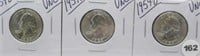 (3) 1959-D UNC Washington Silver Quarters.