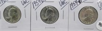 (3) 1959-D UNC Washington Silver Quarters.