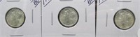 (3) 1940-D UNC BU Mercury Silver Dimes.