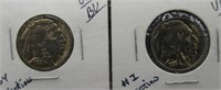 (2) UNC BU Buffalo Nickels. Dates: 1936-D,