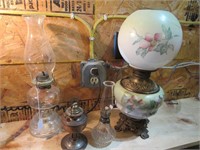 Clear Oil Lamps & Double Globe Floral Lamp