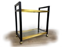 MCM Style Gold & Black Bar Cart