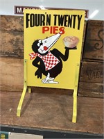 Four N Twenty Wood Sign on Stand - Reproduction