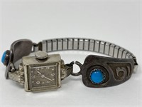 Navajo Sterling & Turquoise Watch Band w/ Elgin