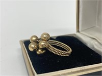 18K Gold Ball Dangle 750 Italian Ring 247VI
