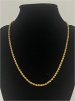22K Gold Rope Chain Necklace Marked 916