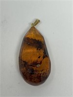 Large Amber Teardrop Pendant in 14k (585)