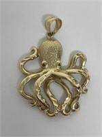 14K PP7 Marked Gold Octopus Charm Pendant