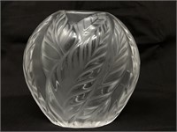 Lalique France Fillicaria Signed Art Glass Vase