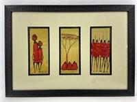 3 Panel African Oil Painting by Nyamanda