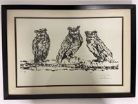 SOPHIE FORDON Pencil Signed Owl Print