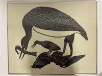 Canadian Inuit Woodblock Signed in Syllabics 1965