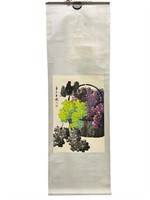Chinese Scroll Painting Grapes in Basket