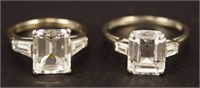 2 - 10K White Gold Bands with Clear Gemstones