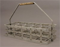 Vintage Galvanized Metal Milk Crate with Handle