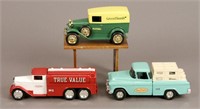 3 Die Cast Vintage Truck Banks