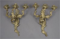 2 Vintage Wall Mounted Brass Wall Sconces