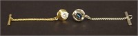 2 Tie Tack Pins with Chains