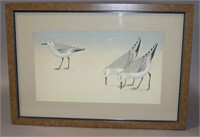 Framed & Matted 3 Seagulls Painting