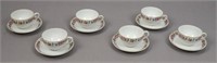 Set of 6 Cherry China Teacups & Saucers