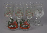 10 Assorted 1980's Arby's Christmas Glasses