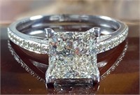 2.50 Cts Princess Diamond Solitaire Ring