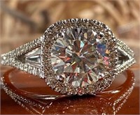 3.50 Ct Round Cut Cushion Halo Diamond Ring