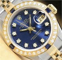 Rolex Ladies Datejust Sapphire Diamond Watch