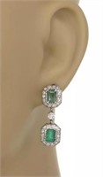 $ 9800 4.50 Cts Emerald Diamond Earrings14 Kt