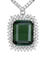 $165,000 GIA 37.40 cts Tourmaline Diamond Necklace