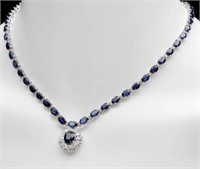$ 31,600 28 Ct Sapphire 3.35 Ct Diamond Necklace