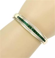 $ 10,270 5.50 Ct Emerald Diamond Bangle Bracelet