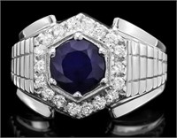 AIGL $ 5800 2.60 Cts Sapphire Diamond Men Ring