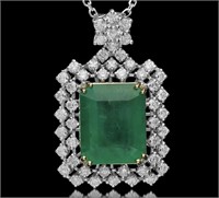 AIGL $ 30,876 9.35 Ct Emerald 2 Ct Diamond Pendant