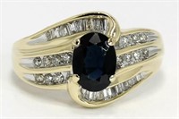 1.50 Cts Sapphire Diamond Ring 14 Kt