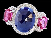 14k Gold 8.57 cts Sapphire & Diamond Ring