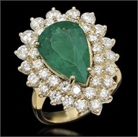 $23,560  8.09 cts Emerald & Diamond 14k Ring