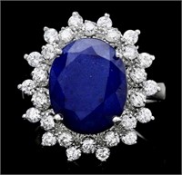 $8595  7.40 cts Blue Sapphire & Diamond 14k Ring