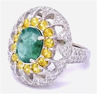 $30,000  6.08cts Emerald, Diamond & Sapphire 14k