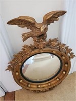 Wooden Eagle W/ Convex Mirror