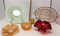 (6) Assorted Decorative Glass Serving Dishes &