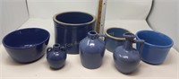 (7) Pieces Blue Stoneware