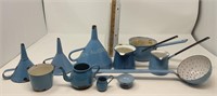 (11) Pieces Blue Enamel Ware
