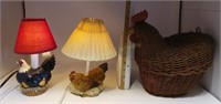 (2) Accent Lamps-1 Warren Kimball & Wicker Chicken