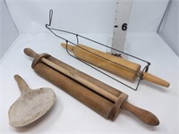 Double Rolling Pin-Rolling Pin w/Holder-Wood Scoop